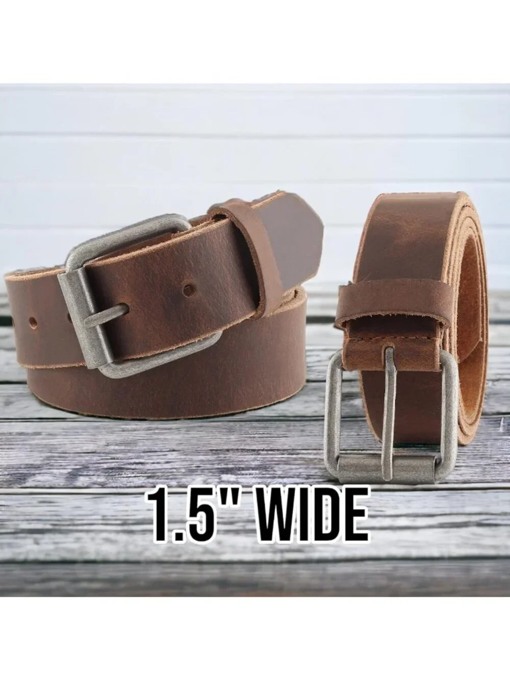 Classic Men's Casual Full Grain Leather Dress Belt - 1.5